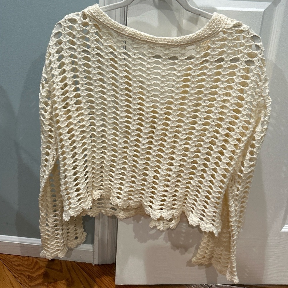Sadie & Sage Anthropologie Ivory Open Knit Cardigan Size S - Picture 2 of 4
